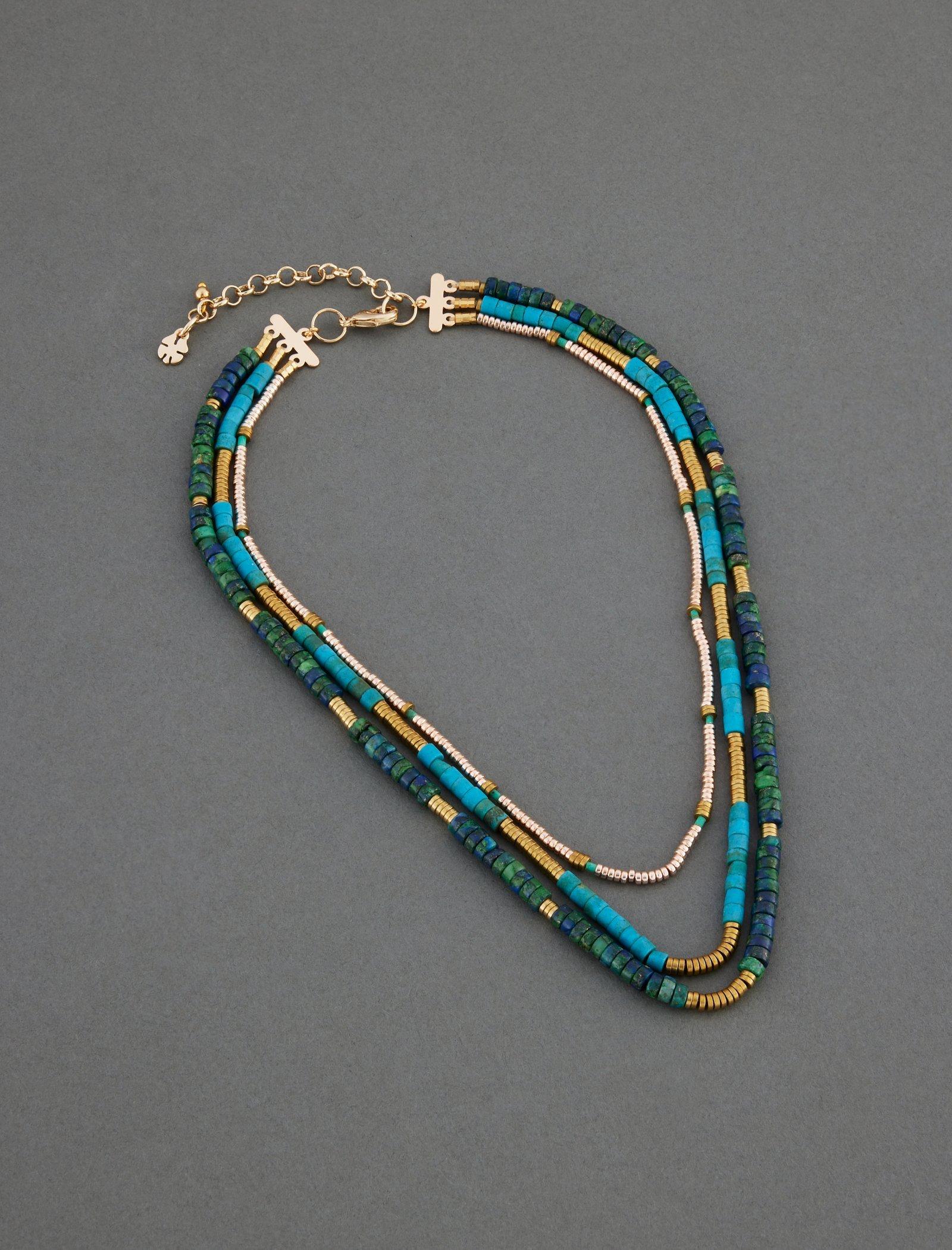 Lucky Brand Turquoise Beaded Layer Necklace Gold