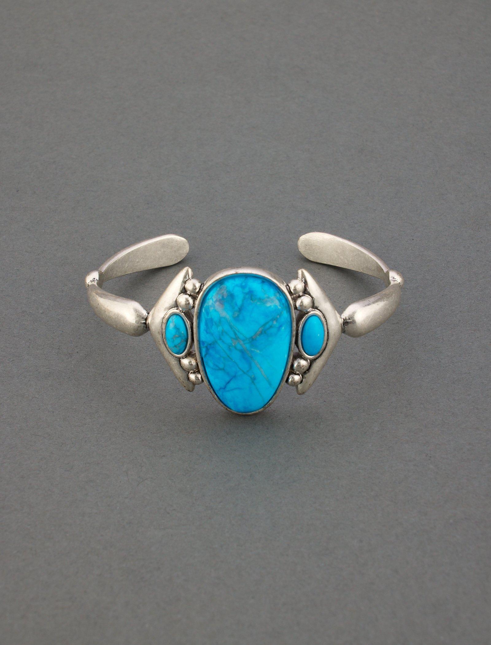 Lucky Brand Turquoise Cuff Bracelet Silver