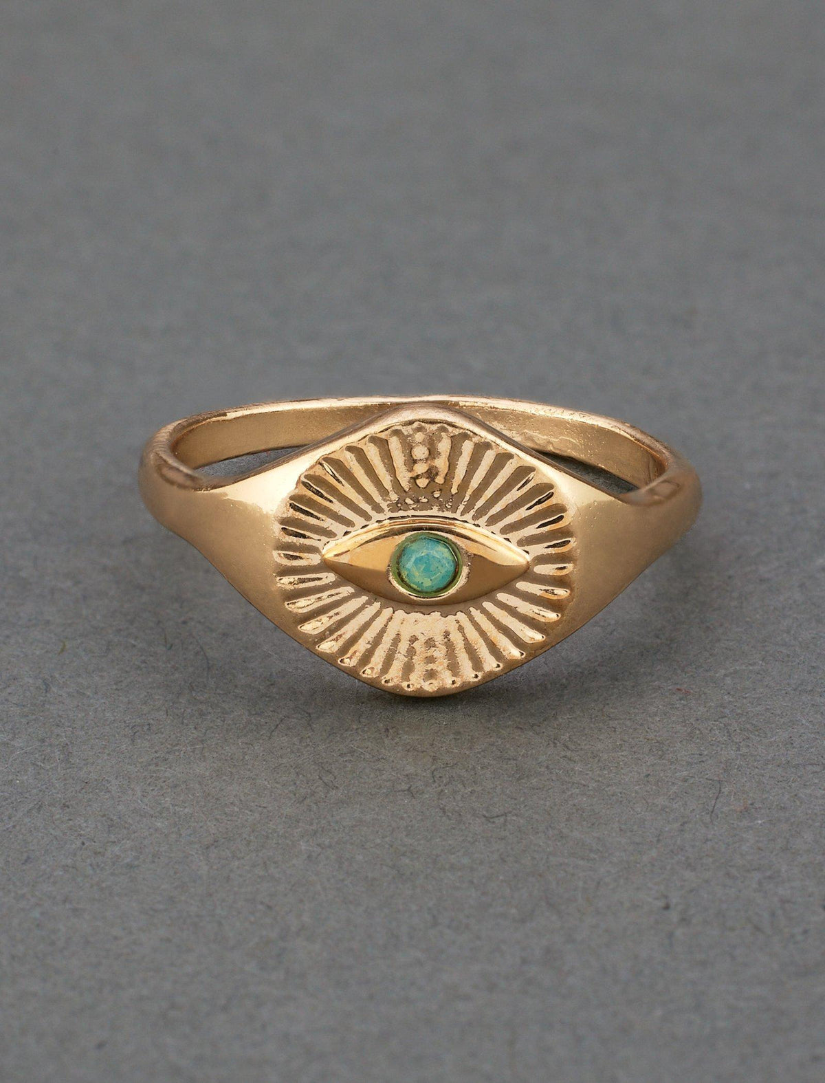Lucky Brand Turquoise Evil Eye Signet Ring Gold