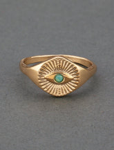 Lucky Brand Turquoise Evil Eye Signet Ring Gold