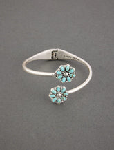 Lucky Brand Turquoise Flower Hinge Cuff Silver