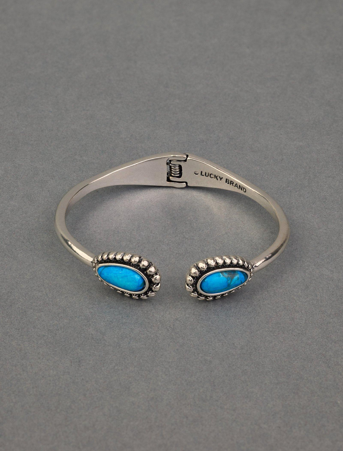 Lucky Brand Turquoise Hinge Cuff - Women's Ladies Accessories Jewelry Bracelets Silver
