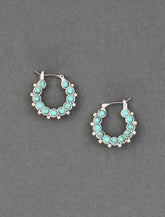 Lucky Brand Turquoise Set Stone Midi Hoop Earring Silver