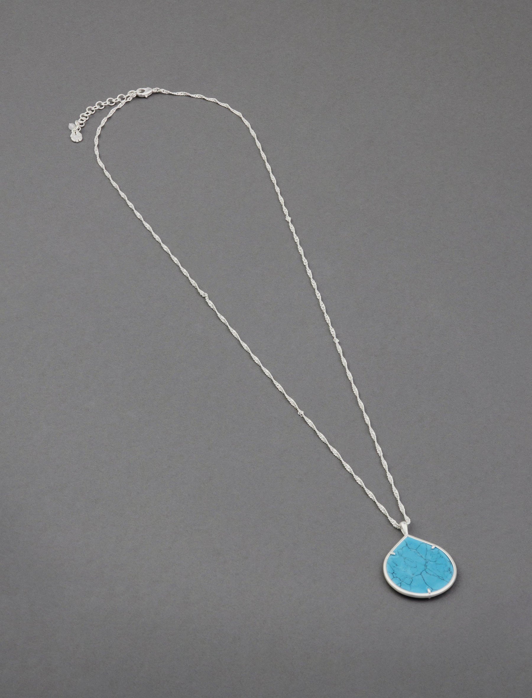 Lucky Brand Turquoise Slice Pendant Necklace Silver