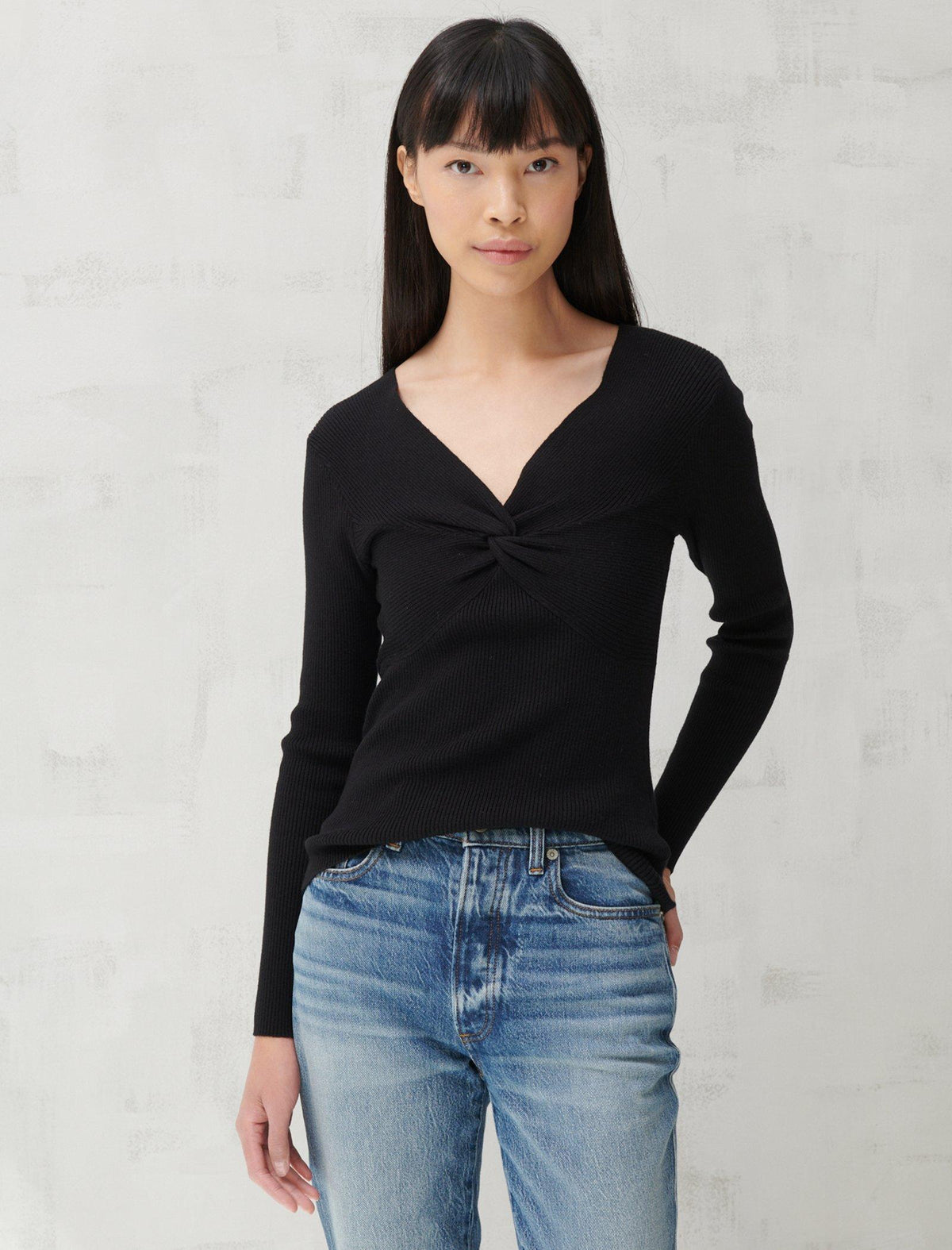 Lucky Brand Twist Long Sleeve Top 001 Lucky Black