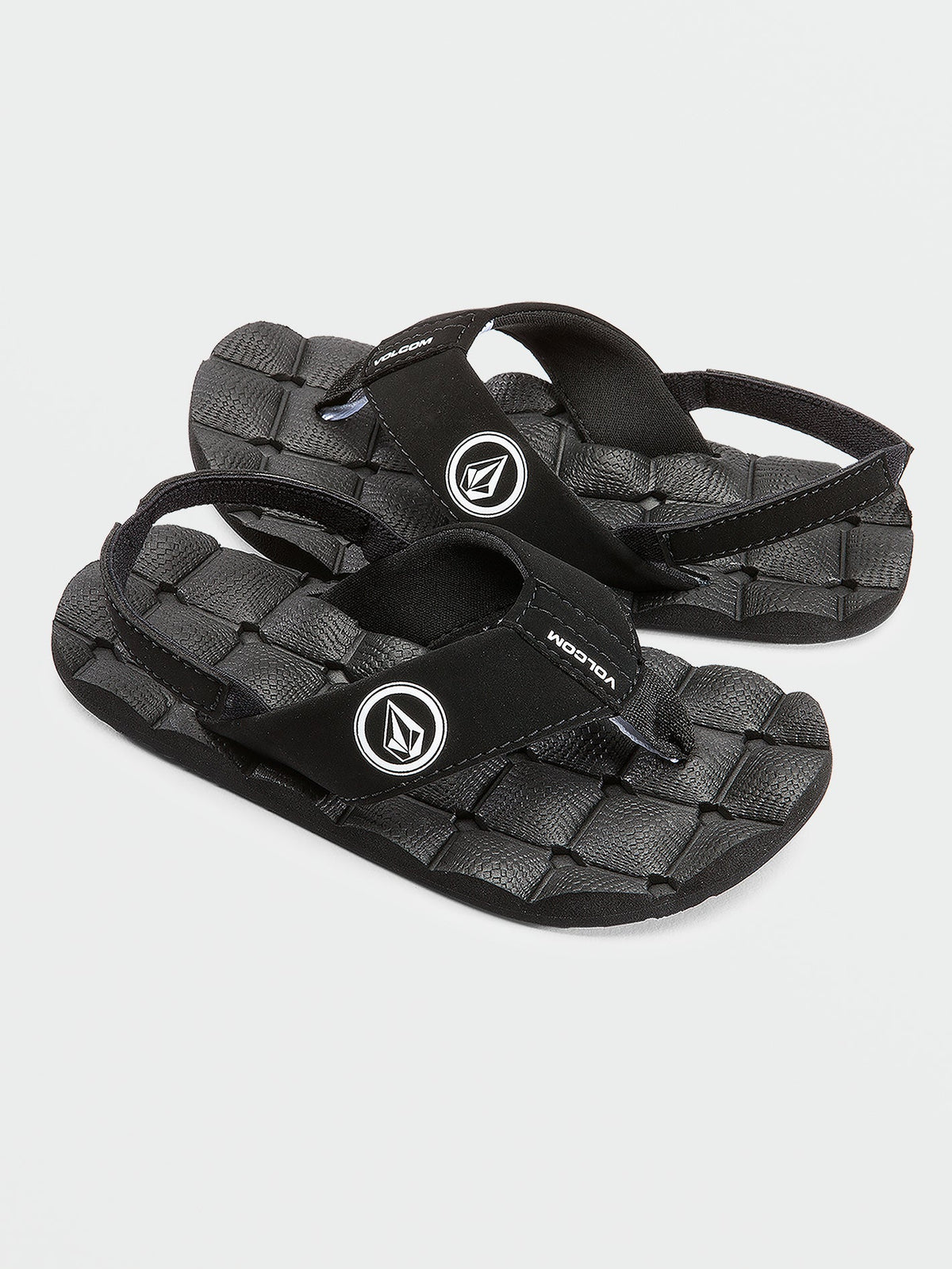 Volcom Recliner Boys Sandals (Age 2-7) Black White