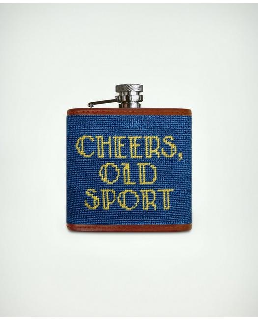 Brooks Brothers Men's Smathers & Branson Stainless Steel Needlepoint Flask