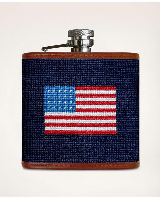 Brooks Brothers Men's Smathers & Branson Stainless Steel Needlepoint Flask