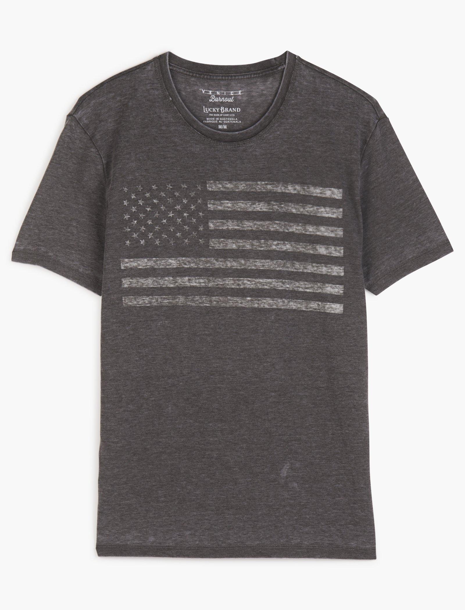 Lucky Brand Usa Flag Tee Black Mountain