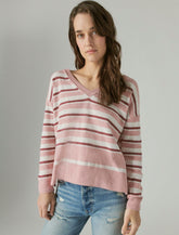 Lucky Brand V Neck Sweater Pink Combo