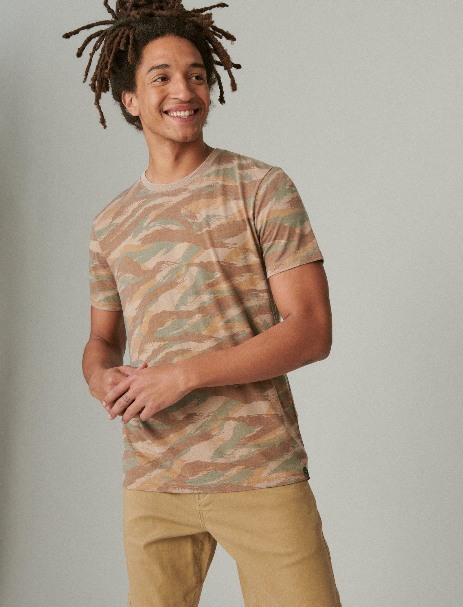 Lucky Brand Venice Burnout Camo Crew Camo (Army Colors)