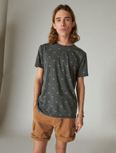 Lucky Brand Venice Burnout Leaf Print Crew Neck Tee Multi