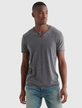 Lucky Brand Venice Burnout Notch Neck Tee - Men's Clothing Tops Shirts Tee Graphic T Shirts Jet Black