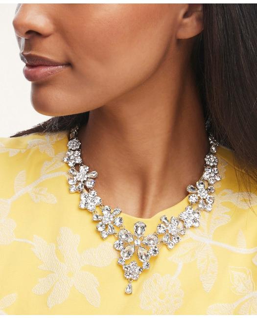 Brooks Brothers Women's Floral Collar Necklace Silver
