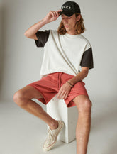 Lucky Brand Washed Cotton Short Sleeve Colorblock Crew Multi