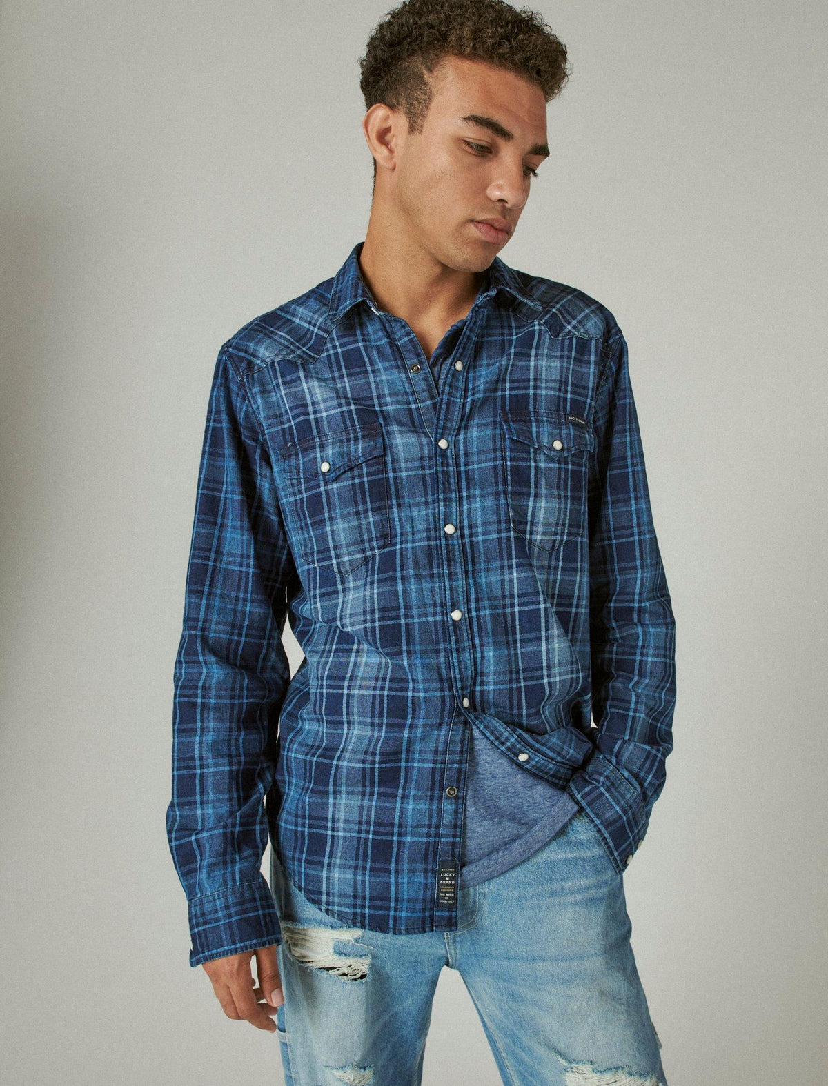 Lucky Brand Washed Indigo Western. Indigo Multi