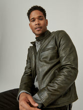 Lucky Brand Washed Leather Bonneville Jacket Washed Black