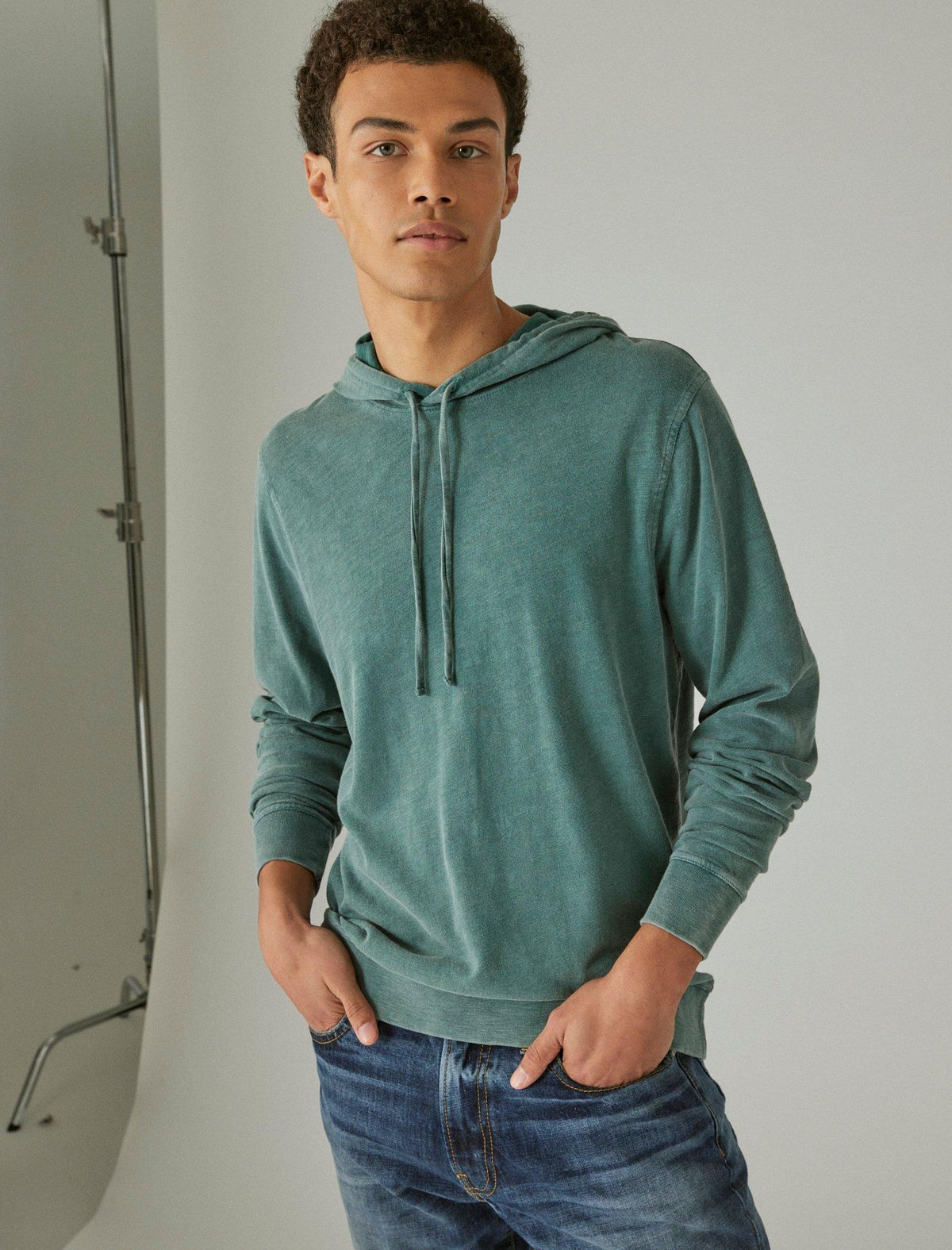 Lucky Brand Weekend Slub Jersey Hoodie Sea Pine