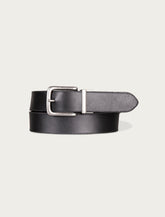 Lucky Brand Western Embossed Reversible Leather Belt Charcoal