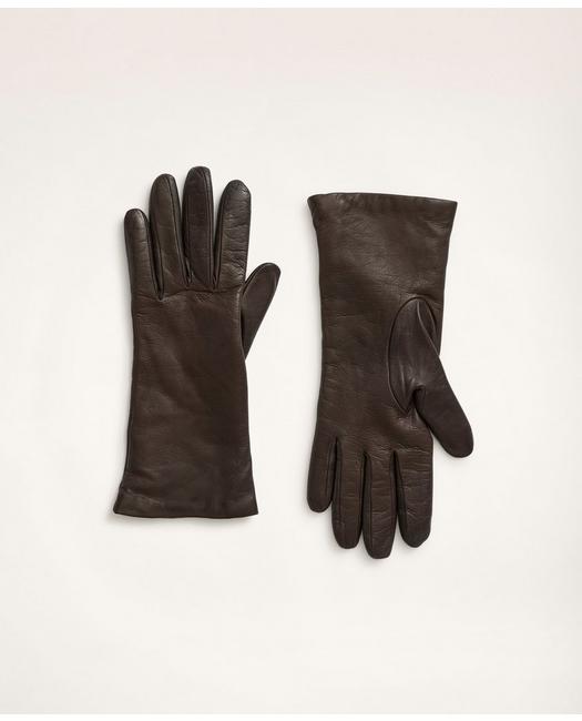 Brooks Brothers Women's Lambskin Gloves with Cashmere Lining Brown