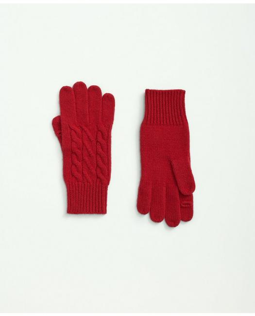 Brooks Brothers Women's Merino Wool and Cashmere Blend Cable Knit Gloves Red