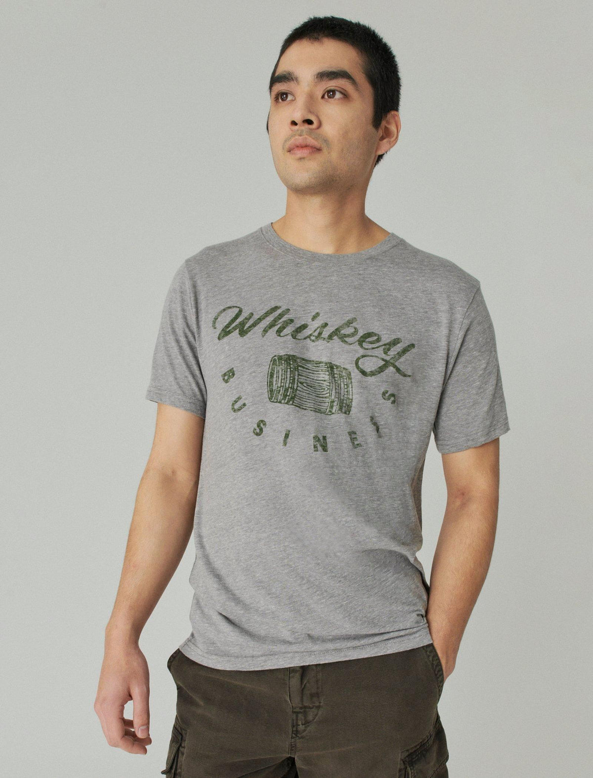 Lucky Brand Whiskey Business Graphc Tee Grey