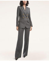 Brooks Brothers Women's Wool Blend Double-Breasted Pinstripe Jacket Grey