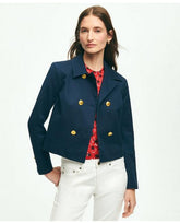 Brooks Brothers Women's Cotton Pique Double-Breasted Nautical Jacket Navy