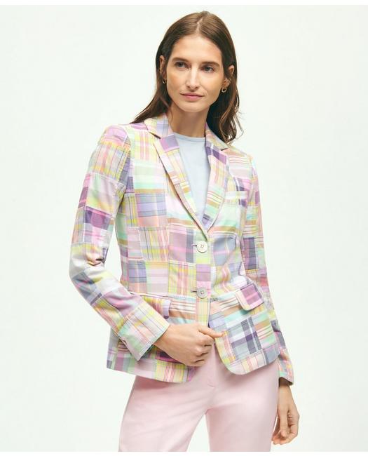 Brooks Brothers Women's Cotton Madras Jacket Pink