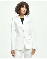 Brooks Brothers Women's Stretch Cotton Pinpoint Oxford Peak Lapel Jacket White