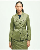 Brooks Brothers Women's Stretch Cotton Twill Belted Safari Jacket Olive Green