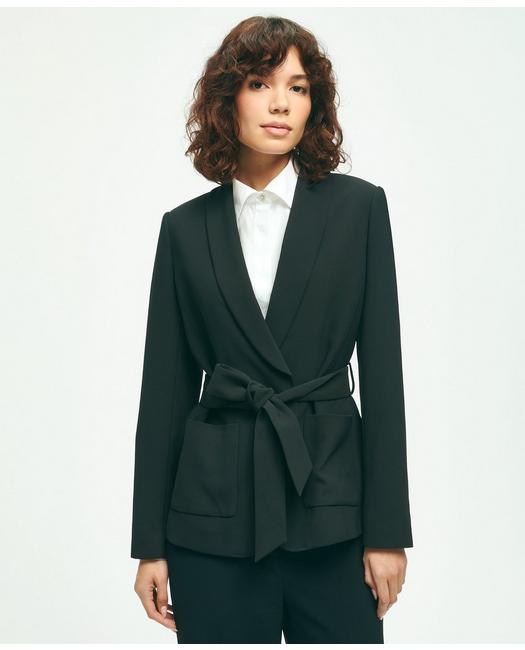 Brooks Brothers Women's Belted Crepe Jacket Black