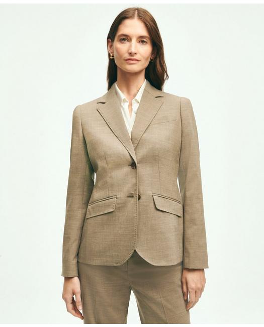 Brooks Brothers Women's Stretch Wool Twill 2-Button Jacket Taupe