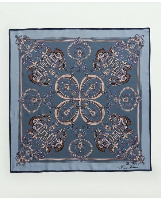 Brooks Brothers Women's Silk Twill Chain Scarf Navy