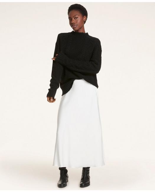 Brooks Brothers Women's Satin Bias Cut Skirt White