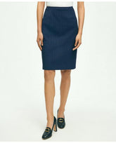 Brooks Brothers Women's Wool Pinstripe Pencil Skirt Navy