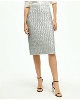 Brooks Brothers Women's Knit Sequin Pencil Skirt Silver