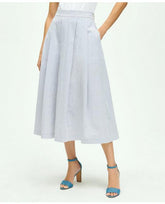 Brooks Brothers Women's Stretch Cotton Seersucker Circle Skirt Blue/Ivory