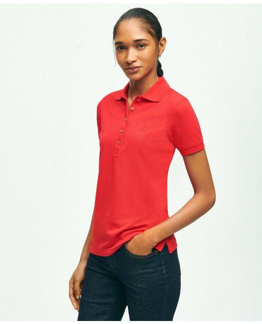 Brooks Brothers Women's Supima Cotton Stretch Pique Polo Shirt Red
