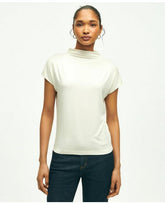 Brooks Brothers Women's Jersey Cap Sleeve Top Off White