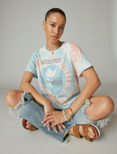 Lucky Brand Woodstock Tie Dye Boyfriend Tee Aqua Marine