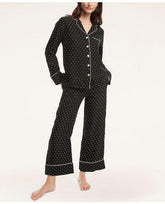 Brooks Brothers Women's Soft Clip Dot Pajama Set Black