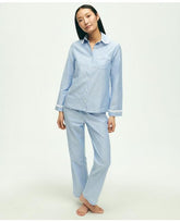 Brooks Brothers Women's Cotton Oxford Polka Dot Pajama Set Blue/White