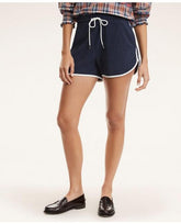 Brooks Brothers Women's Terry Cloth Striped Drawstring Shorts Navy