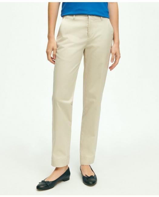 Brooks Brothers Women's Garment Washed Stretch Cotton Chinos Natural