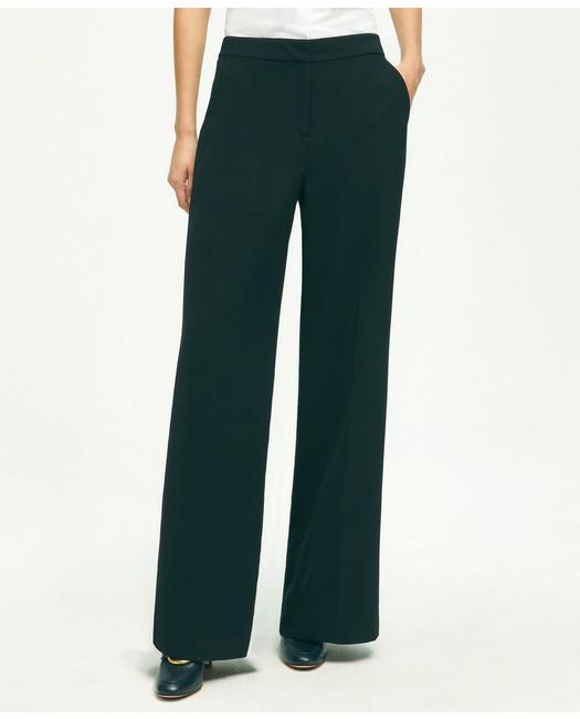 Brooks Brothers Women's Wide Leg Crepe Pants Black