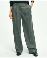 Brooks Brothers Women's Wool Wide-Leg Pleated Flannel Trousers Grey