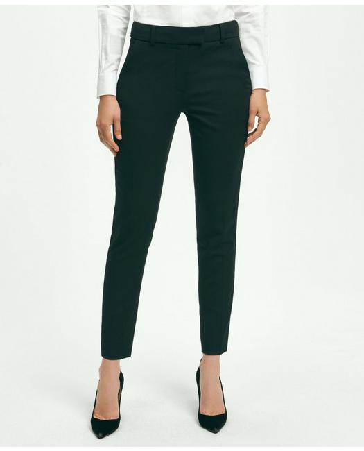 Brooks Brothers Women's Stretch Merino Wool Blend Tuxedo Pants Black