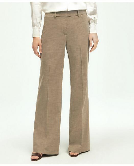 Brooks Brothers Women's Stretch Wool Wide Leg Trousers Taupe