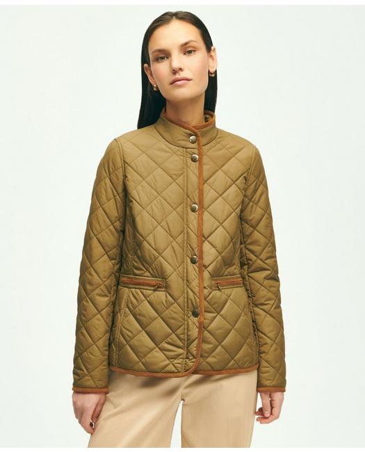 Brooks Brothers Women's Water-Repellant Quilted Jacket Dark Green